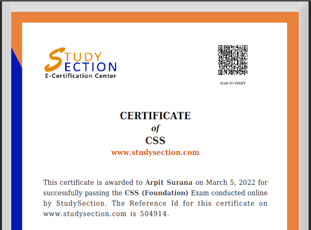 study-section-certificate